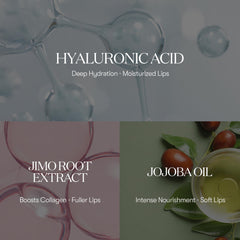 Hidratación profunda en labios gracias a ácido hialurónico y jojoba