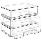 Vtopmart 12.1 inch clear stackable drawer front view for easy vanity organization.