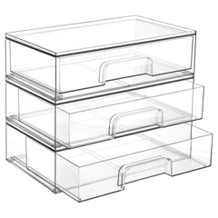 Vtopmart 12.1 inch clear stackable drawer front view for easy vanity organization.