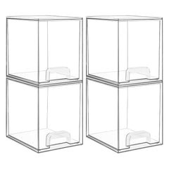 Vtopmart 7.6-inch clear stackable drawers front view for compact vanity organization.