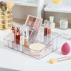 Vtopmart makeup organizer on dresser keeping lipsticks and brushes neatly visible