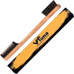 VTUNA 2-in-1 beard comb and brush with gift-ready packaging.