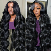 VXCVAE 30 inch lace front wig close-up with seamless HD lace.