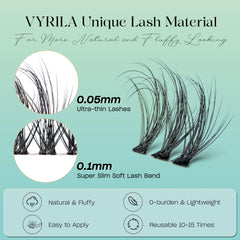 VYRILA D Curl wispy clusters 8-16mm for versatile styles.