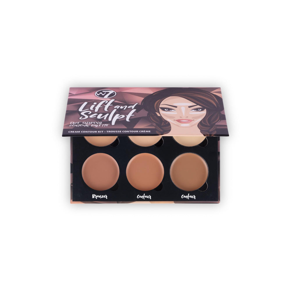 W7 Lift & Sculpt: paleta contorno cremosa para definir pómulos con precisión.
