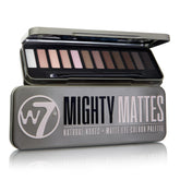 W7 Mighty Mattes eyeshadow palette open with 12 nude shades for versatile looks.