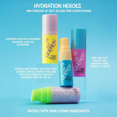 W7 Skin Quench Cuties mini set travel bottles close-up, ideal for on-the-go moisturization.