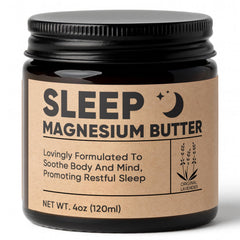 WAESKI magnesium butter sleep bottle promoting a calming nighttime routine