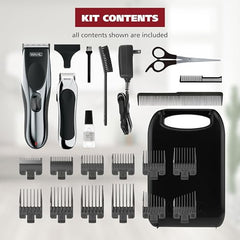 Wahl Chrome Pro clipper side view showing ergonomic grip for precise trimming.