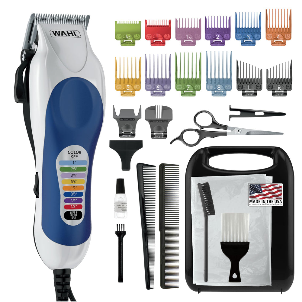 Wahl Color Pro clipper with color-coded guards for quick length selection during home haircuts