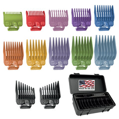 Wahl Color Pro guards in a half-to-one-inch range for precise cuts.