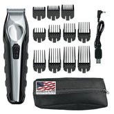 Wahl 9888 trimmer front view with guide combs for precise grooming