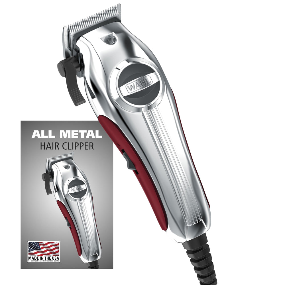 Wahl USA Pro Ultra Quiet clipper metal housing close-up for durable home grooming.