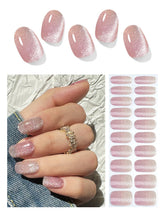 Wahrshei pegatinas de gel para uñas nude con efecto ojo de gato en gradiente.