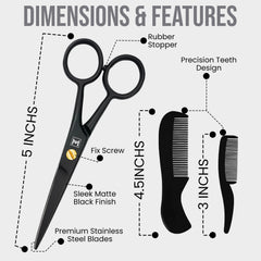 WAJEES beard scissors with ergonomic handle for comfortable grooming