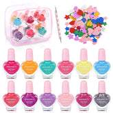 wakaniya Kids Nail Polish Set with 12 heart-shaped bottles for creative play and color exploration.