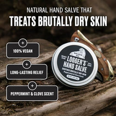 Walrus Oil Logger's Hand Salve label close-up with vegan, beeswax-free details.