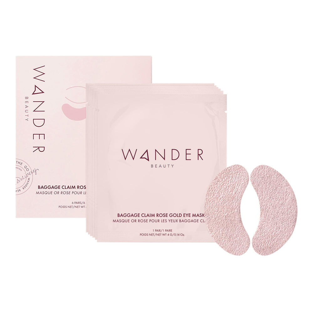 Wander Beauty Baggage Claim rose-gold foil patch brightening under-eye area and hydrating