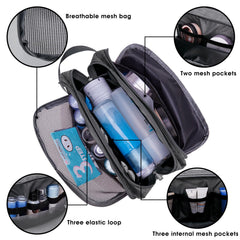 WANDF toiletry bag top view shows compact, space-saving design for packing efficiency.