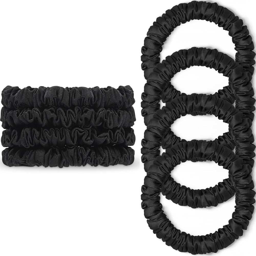 WantGor scrunchies satin negro: conjunto de 4 piezas para uso diario sin dañar el cabello.