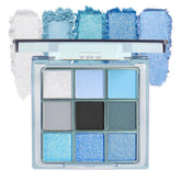 WanTuoluo light blue eyeshadow palette close-up with vivid pigments for dramatic or natural looks.