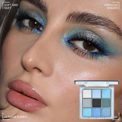 WanTuoluo light blue eyeshadow palette front view showing compact design for on-the-go makeup.