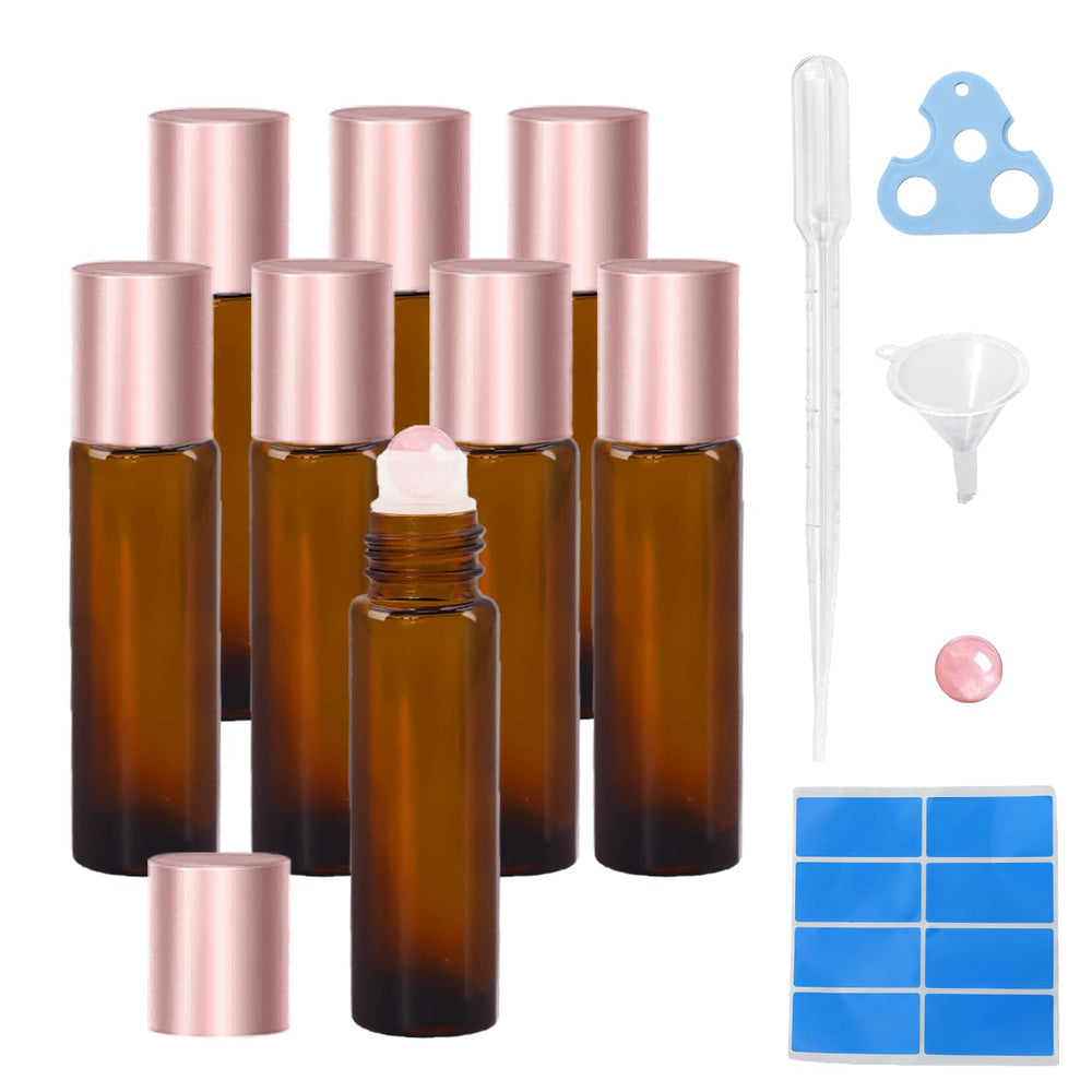 Warmify rose quartz roller bottle with crystal roller for smooth essential oil application