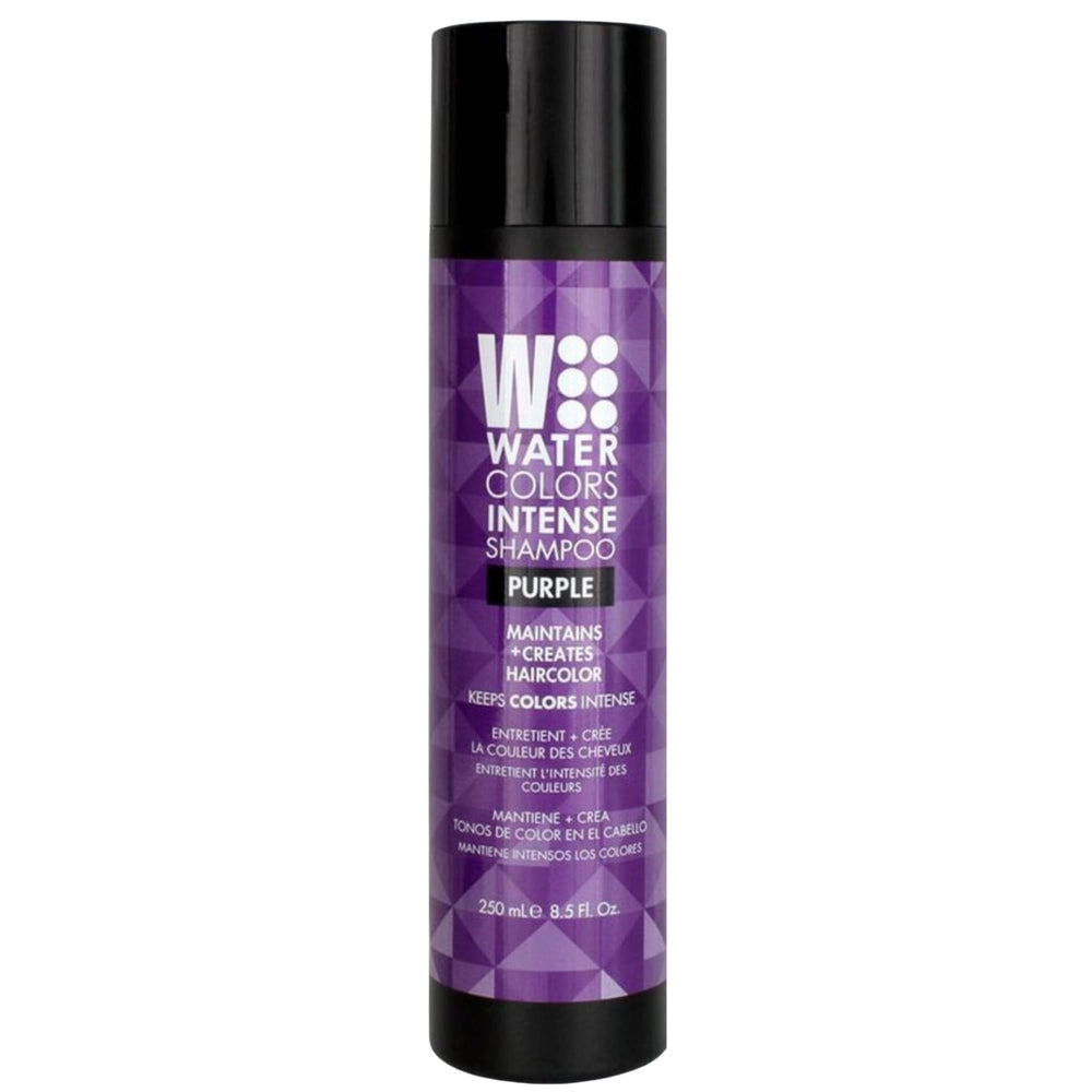 Watercolors purple shampoo bottle front showing color refresh potential
