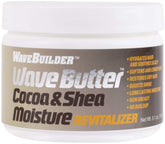 Wavebuilder Cocoa and Shea Wave Butter jar moisturizes wavy hair with rich texture.