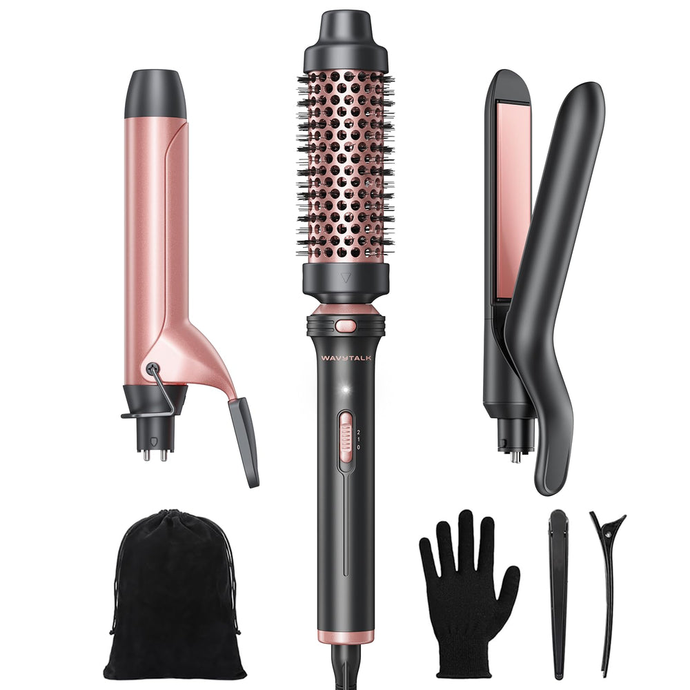 Wavytalk 3-in-1 curling wand set with interchangeable barrels for versatile styling.