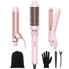 Wavytalk 3in1 curling wand set pink main shot showcases versatile styling options