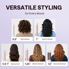 Wavytalk 5-in-1 curling wand with 0.5-inch barrel for tight ringlets and precision.