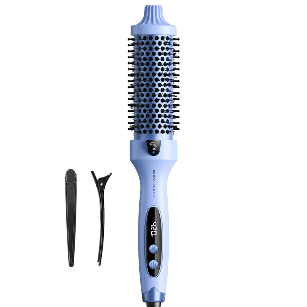 Wavytalk Blowout Boost front view, blue thermal brush for smooth, voluminous styles.