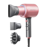 Wavytalk hair dryer in rose gold, front view for quick styling at home.