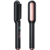 Wavytalk hair straightener brush in rose gold, front view for quick smoothing