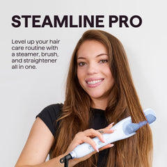 Wavytalk Pro Steam Hair Straightener Brush demonstrates Hydro-Infusion for hydrated strands
