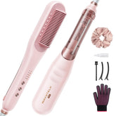 Wavytalk Pro Steam Hair Straightener Brush front view; quick heat for busy mornings.