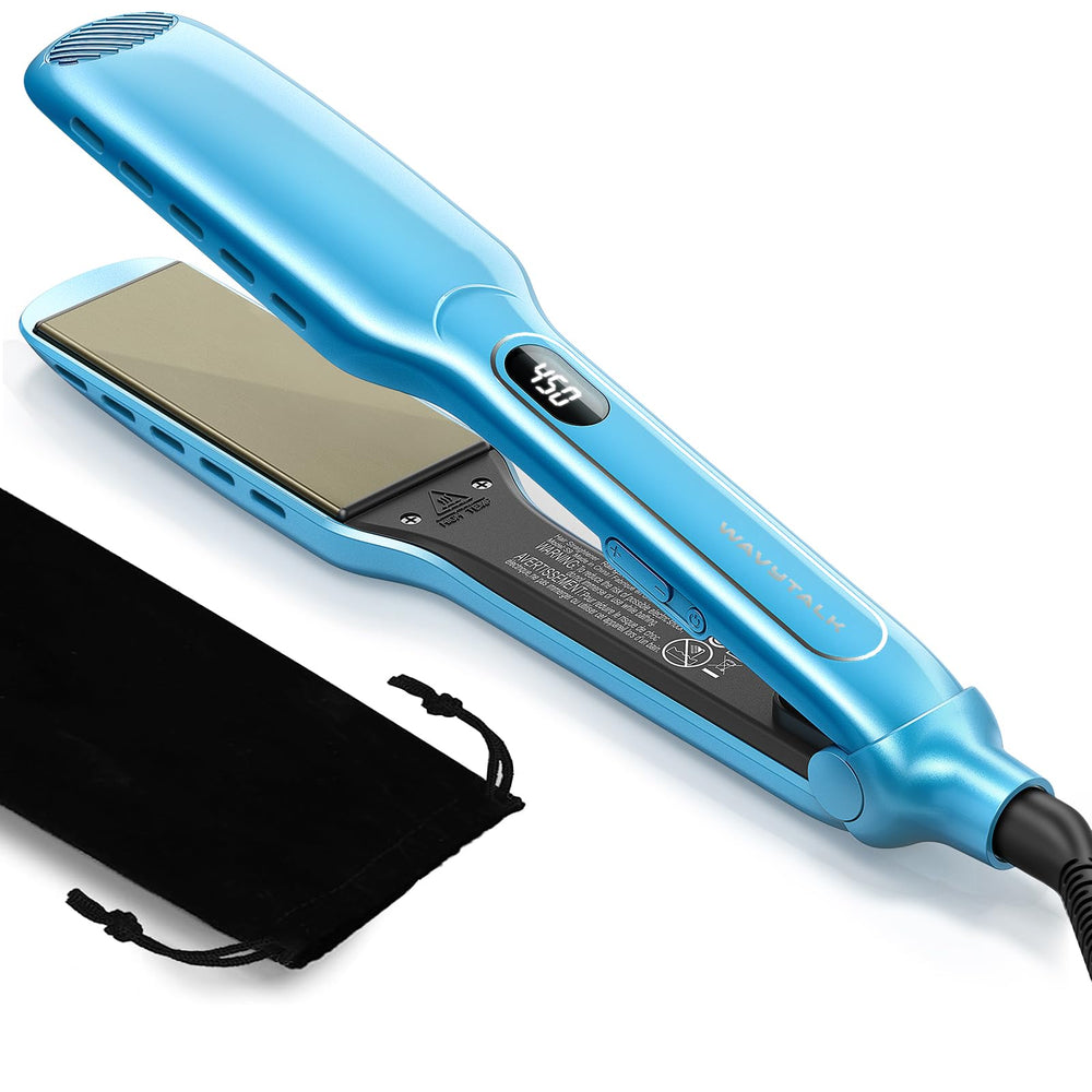 Wavytalk straightener with 1-7 inch wide plates for quick, smooth results on thick hair