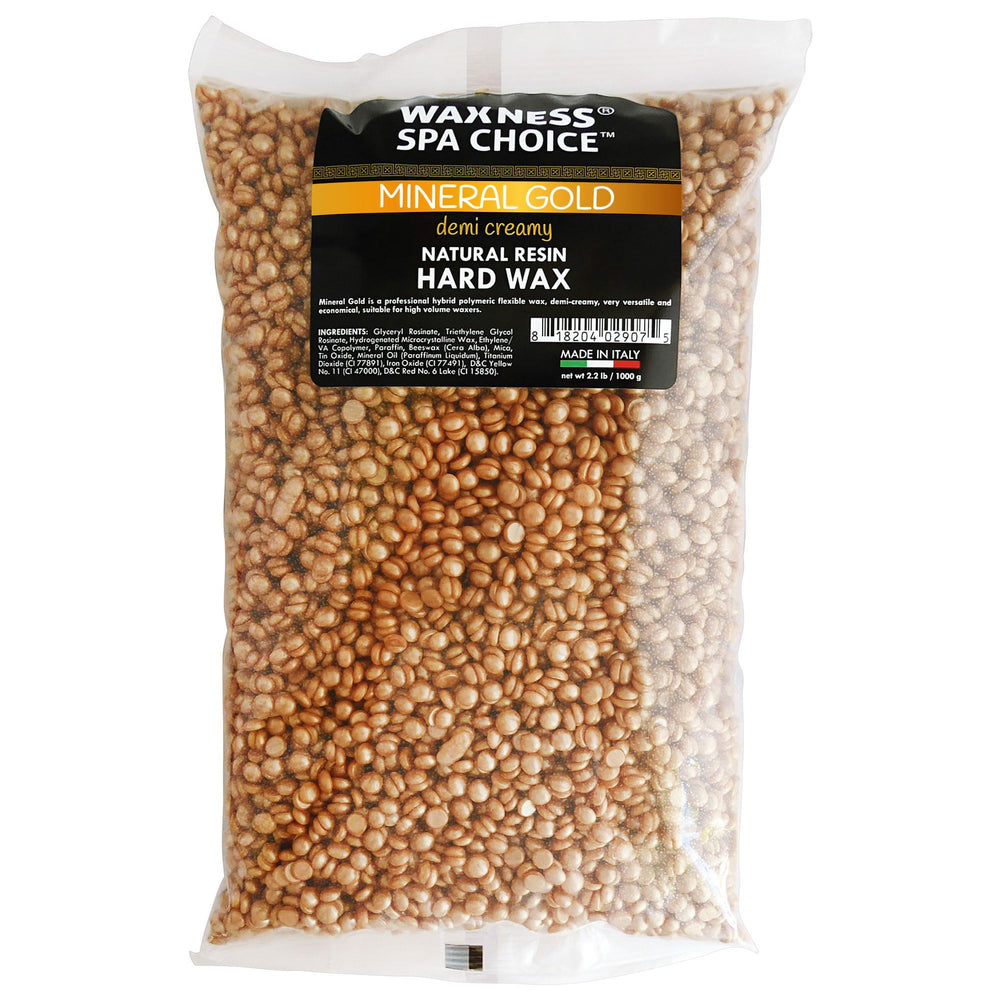 Waxness Spa Choice Mineral Gold Demi Creamy Hard Wax Beads pack for salon waxing
