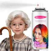 Waybesty white temporary hair color spray packaging showcases easy washout for all ages.