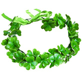 Diadema Waydress trébol verde ajustable, primer plano para looks festivos.