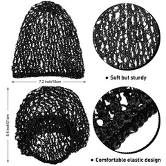 Waydress detalle-gorro-rayon-crochet negro, textura transpirable.