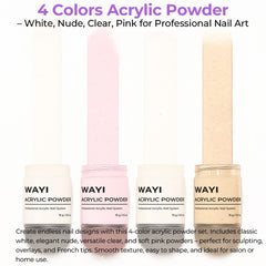 WAYI polvos tono natural acrílicos, acabado sobrio para uñas elegantes
