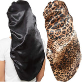Wbfwbb bonete satin negro y leopard, cómodo para cabello grueso