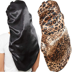 Wbfwbb bonete satin negro y leopard, cómodo para cabello grueso