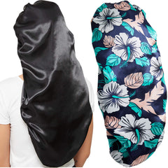 Wbfwbb silk bonnet black satin for gentle nightly hair protection.