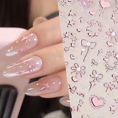 WBRRFJJ Lazo rosado y oro, diseño elegante para uñas