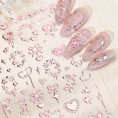 WBRRFJJ San Valentín en relieve 5D: corazones para uñas duraderas