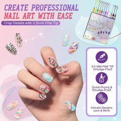 Wcatea quick-dry nail art pens with water-resistant finish.
