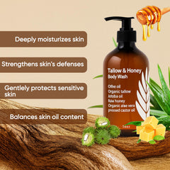 WDVNEX Tallow and Honey body wash foam with rich, silky lather for gentle cleansing